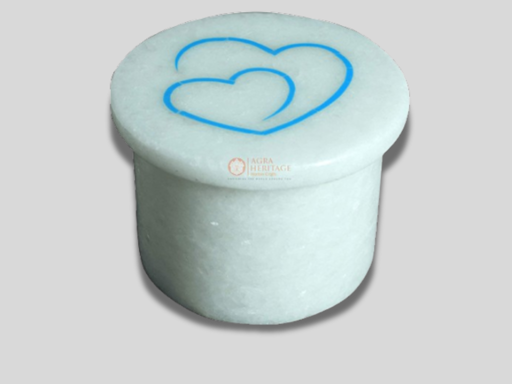 Marble Ring Box Turquoise Heart Shape Inlay Special Love Gifts